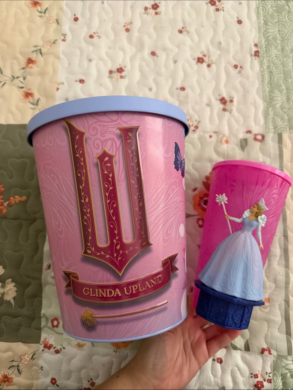 Wicked Glinda Upland Pink Party Popcorn Tin and Pink Cinderella Cup Set